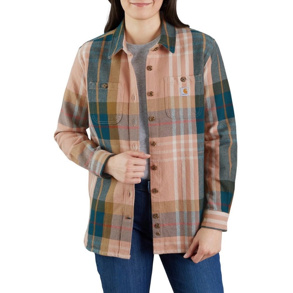 Carhartt Loose Fit Women's Plaid Utility Jacket - Pink and Teal